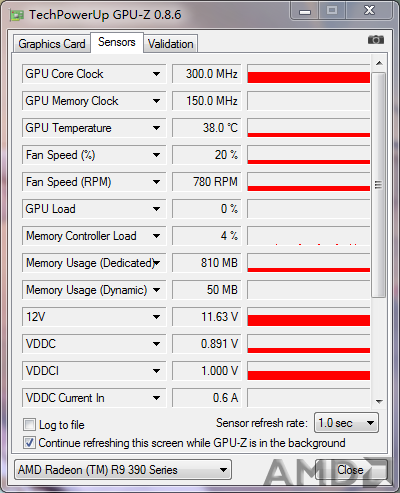 GPUZ的sensor，待机电流只有0.6A
